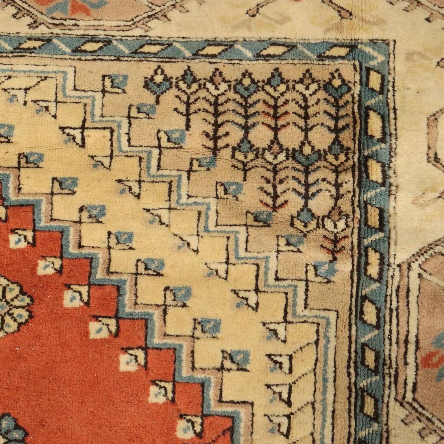 Antique Kars rug made of cotton and wool, hand-knotted, 102 x 100 in.