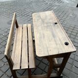 Old double school desk with built-in bench