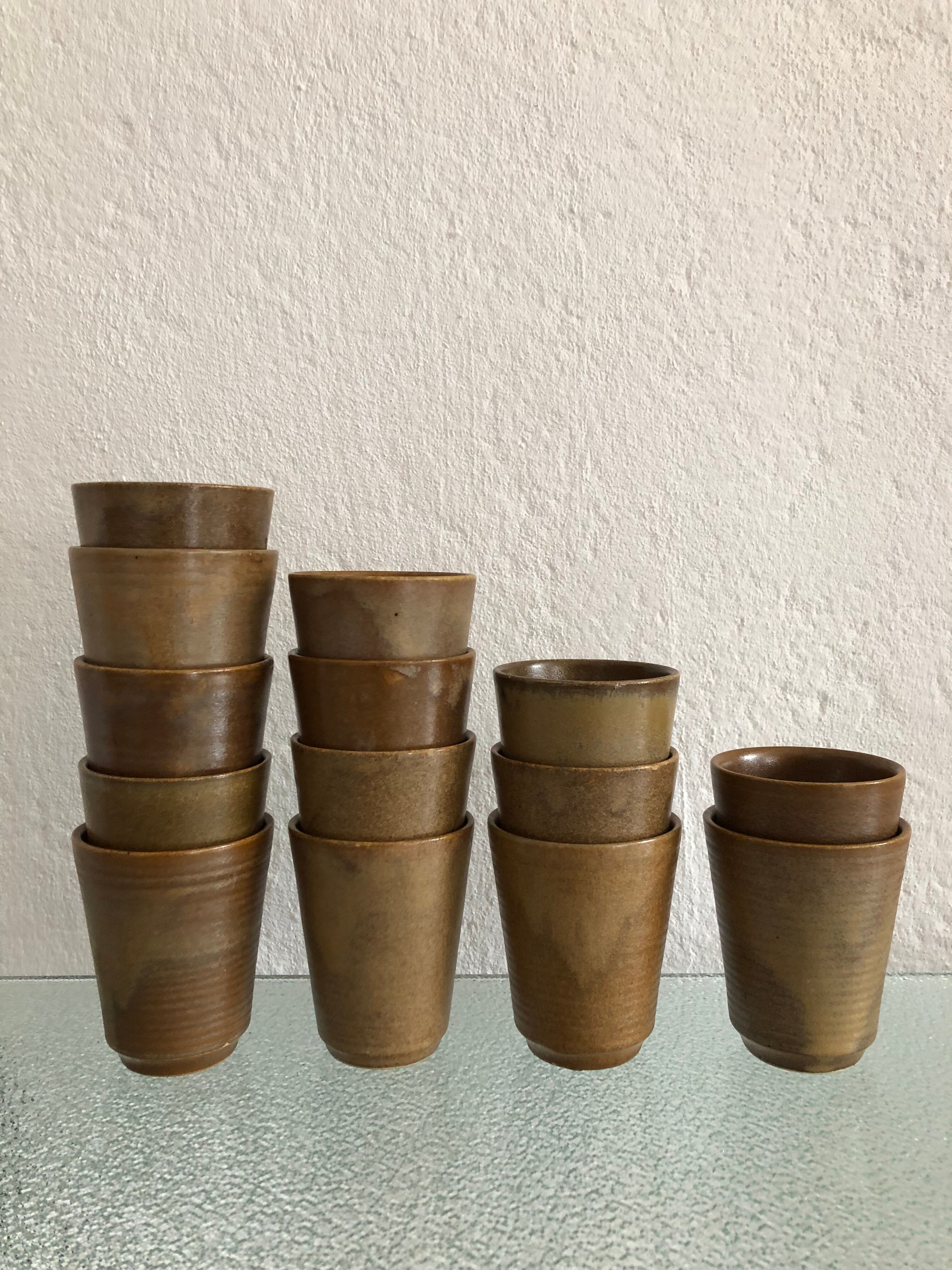 14 vintage sandstone Digoin cups