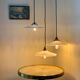 Pair of suspensions bistrot 1920 opaline