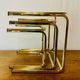 Vintage nesting tables in gold metal and smoked glass