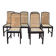 Set of 6 Vintage caned chairs in black lacquered wood, original 1970