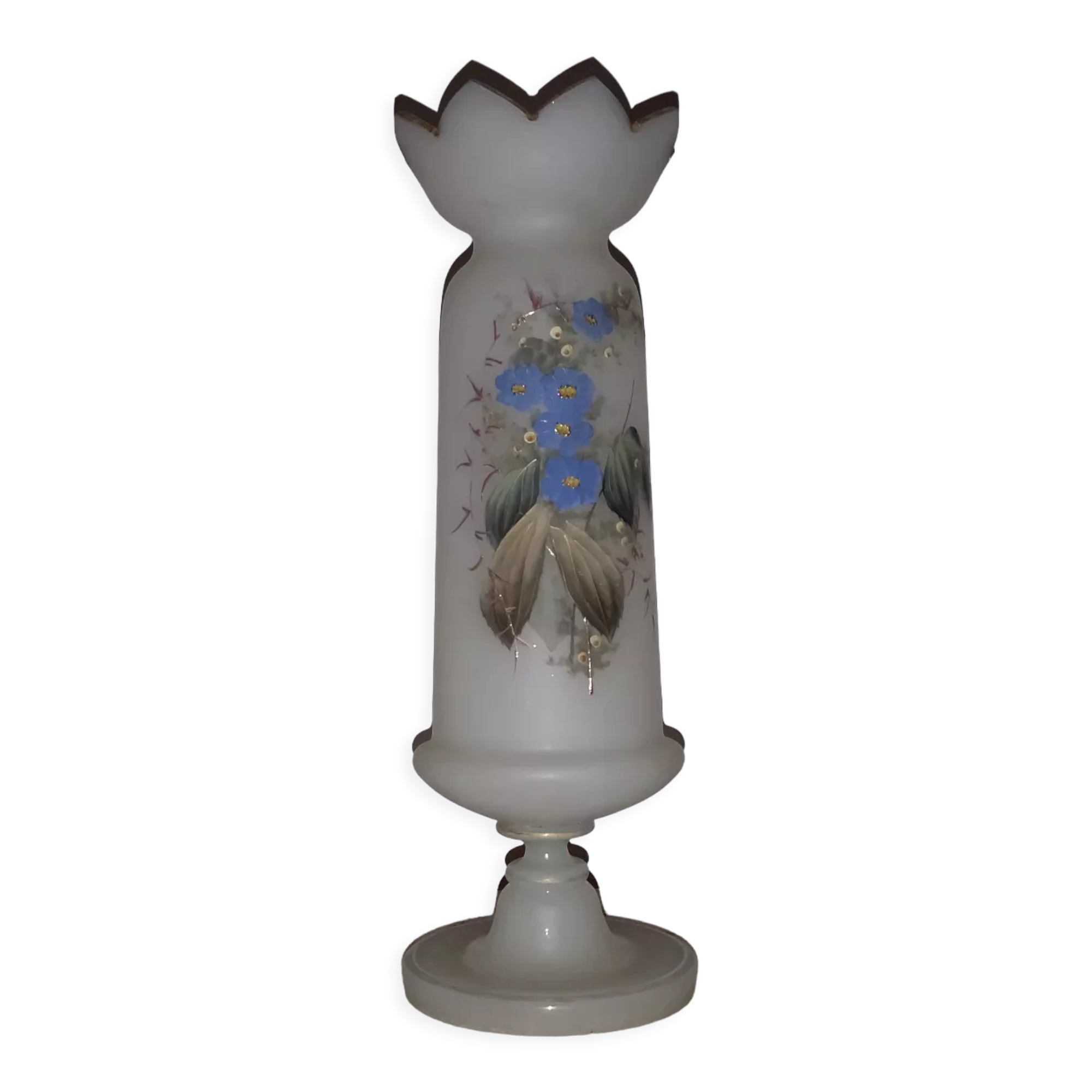 Enamelled opaline glass vase