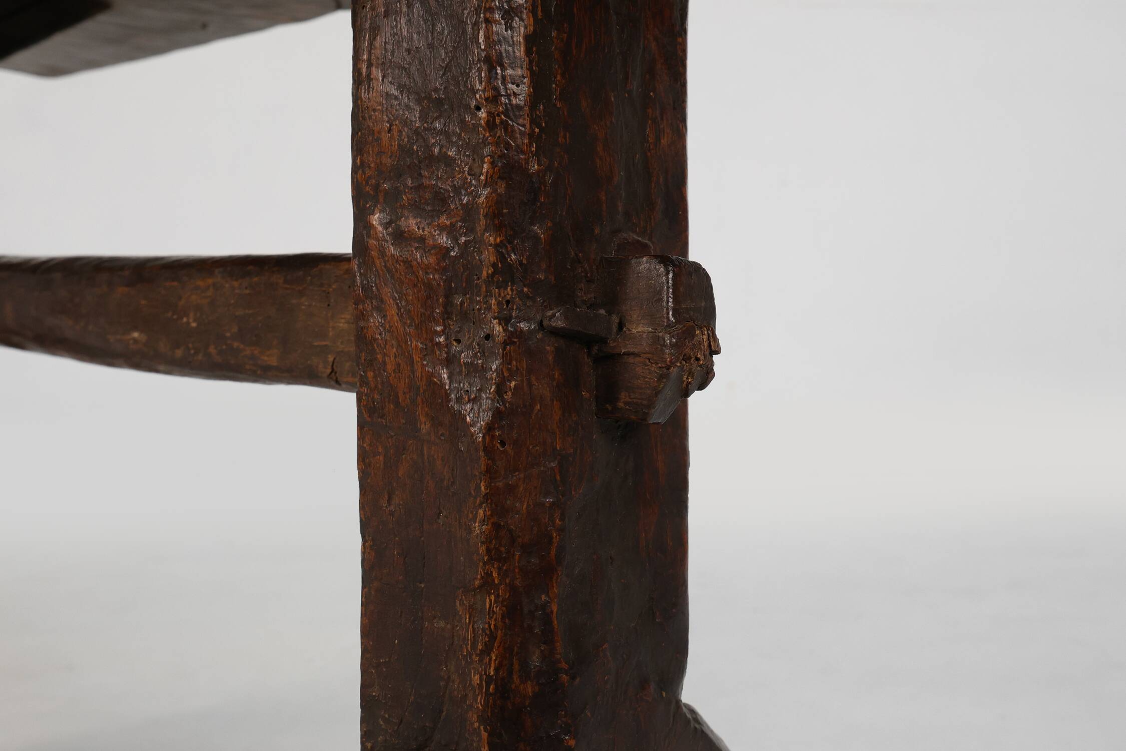 Rustic Spanish dining table, handmade in oak, 16th century