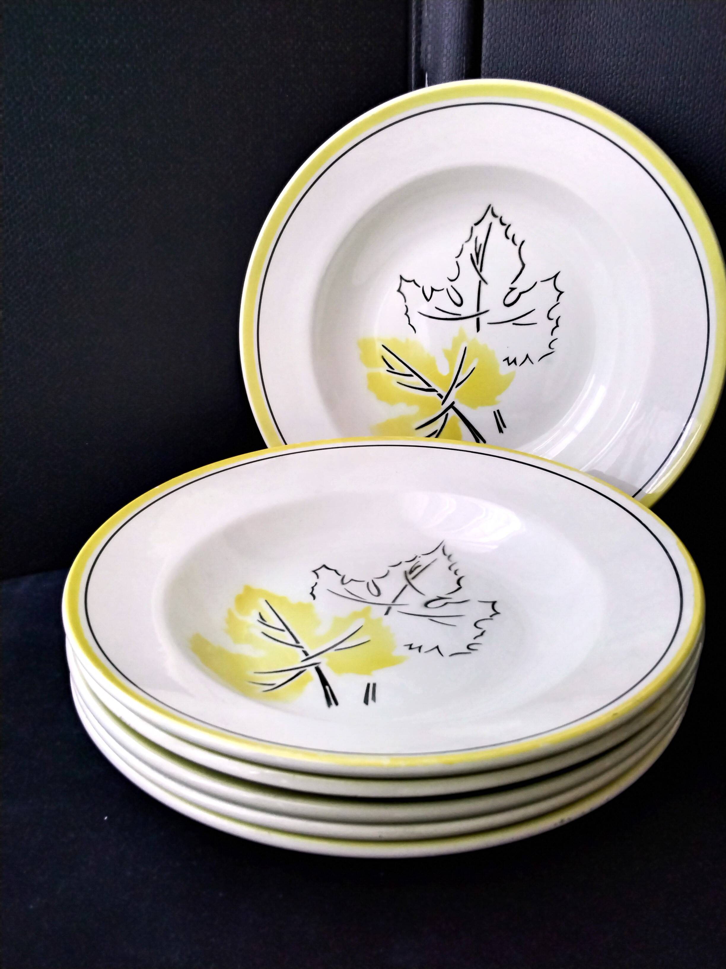 6 deep plates from Badonviller earthenware FB