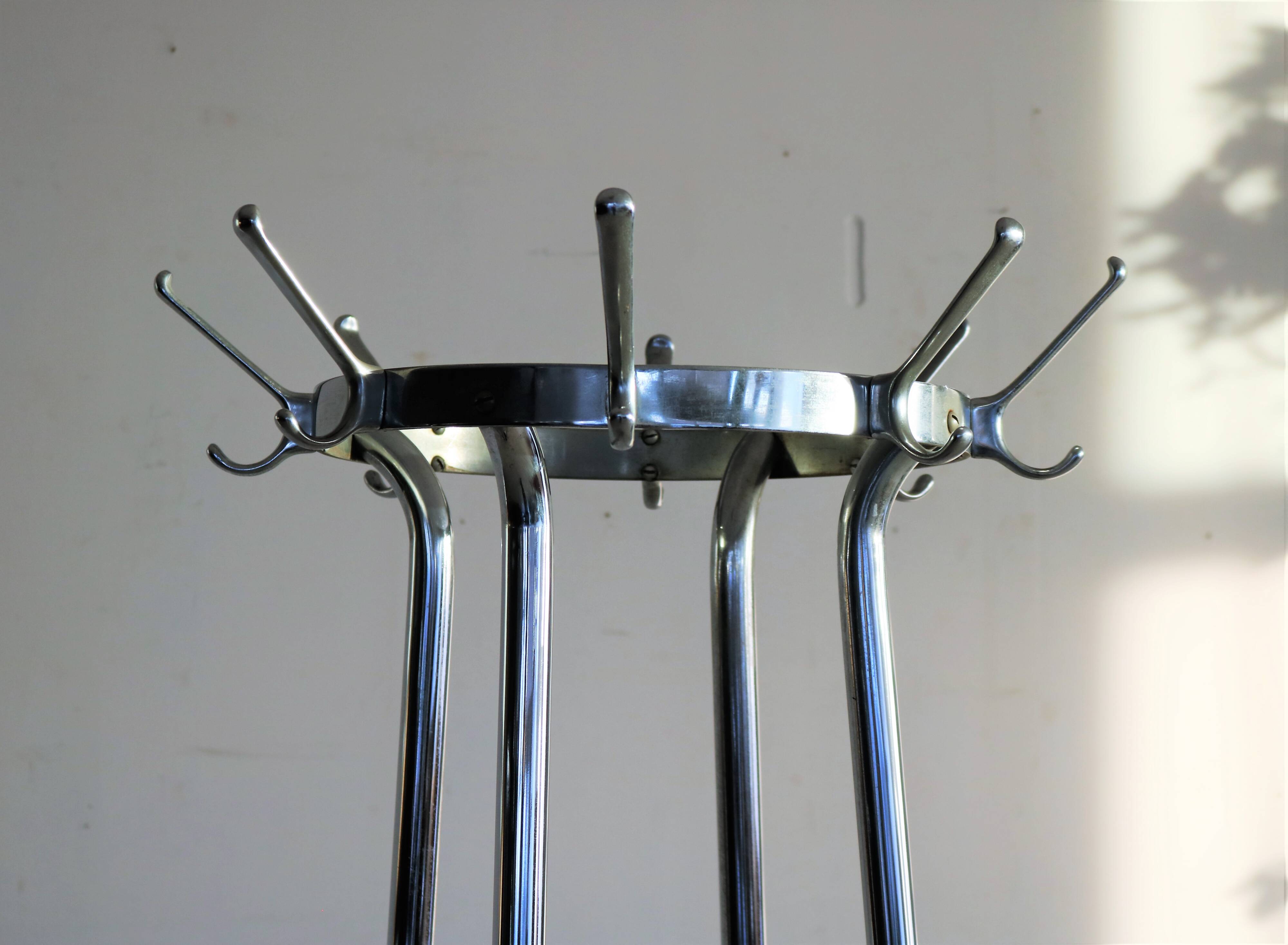vintage standing coat rack | 70s | chrome