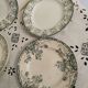 Set of 6 dinner plates in Terre de fer earthenware, blue green color