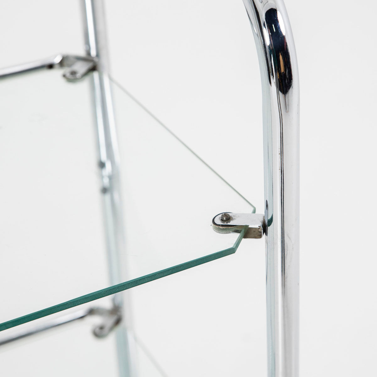 Chrome and glass shelf in Bauhaus style, 1970s