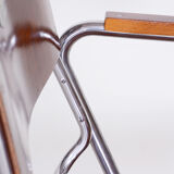 Chaise pliante Bauhaus restaurée, contreplaqué de hêtre, polonais relancé, Tchéquie, années 1930