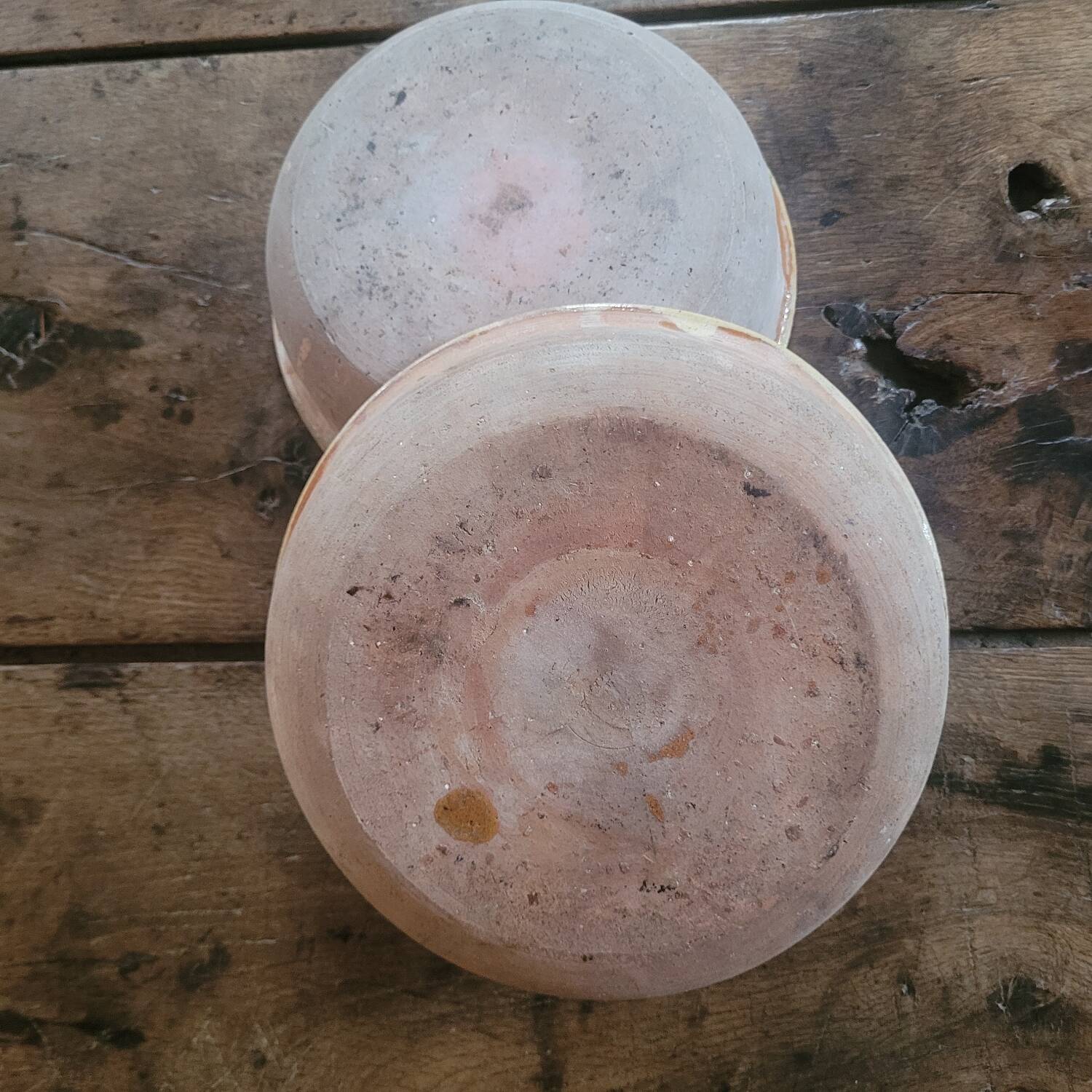 Two rustic glazed earthenware salad bowls, French craftsmanship, circa 1