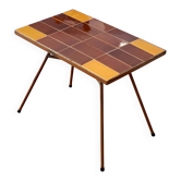 Table d’appoint, bout de canapé en céramique marron et jaune