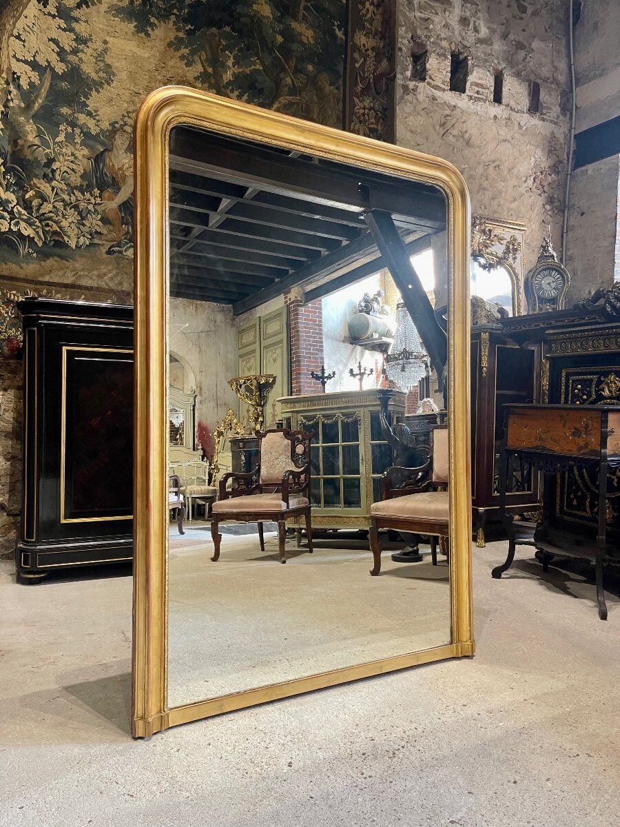 Fireplace mirror gilded wood louis philippe xix century 1m75 x 1m21