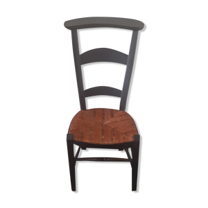 Prie dieu ancien en hêtre et assise