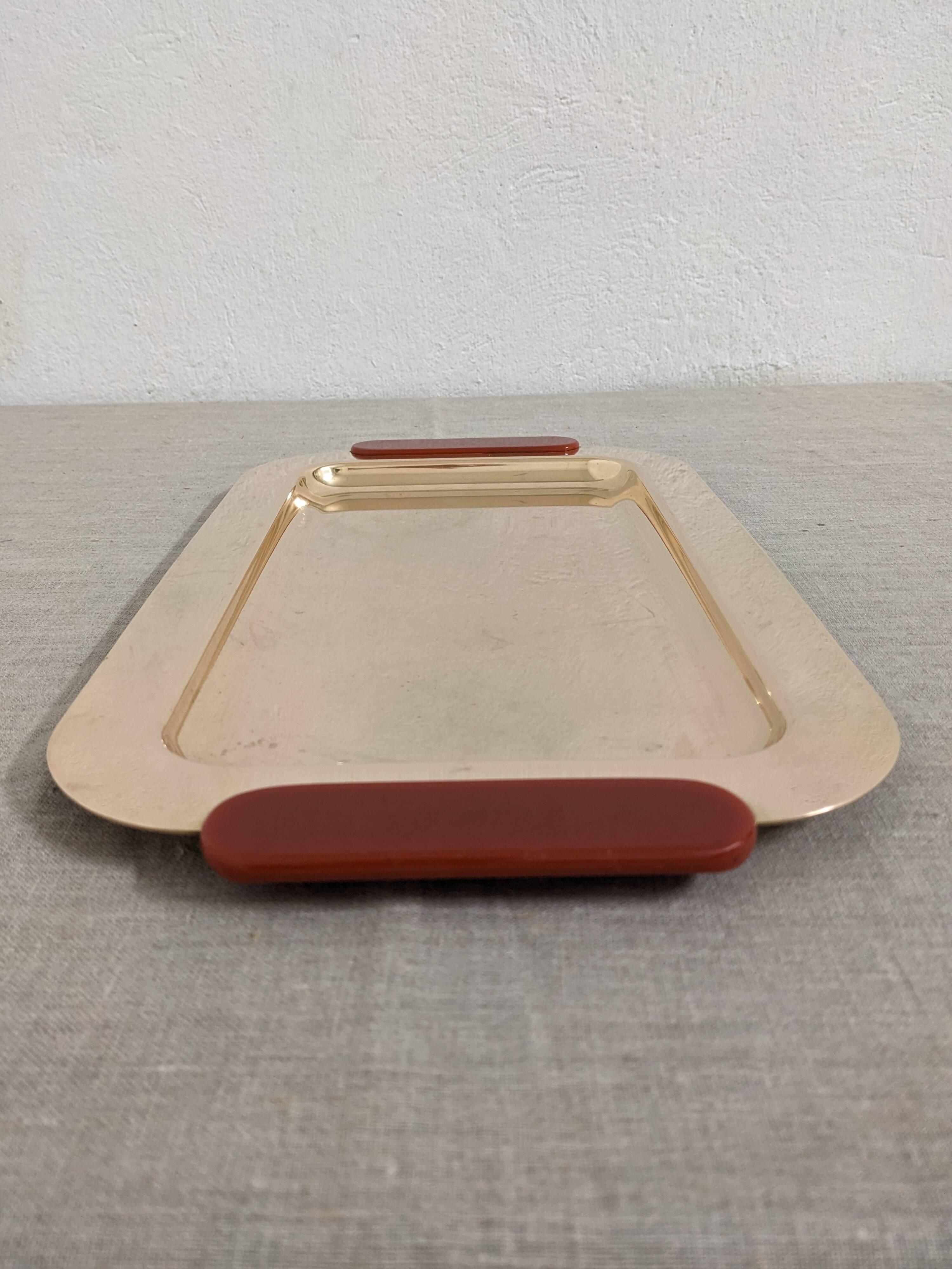 Brass and Bakelite trays and bowl by PM Italy circa 1970