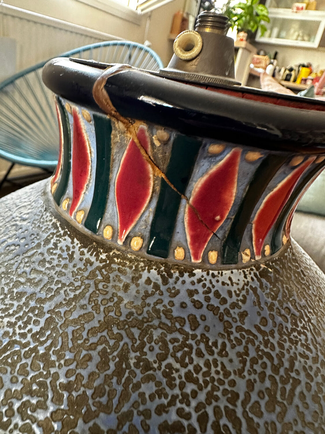 Amphora lamp vase Czechoslovakia Art Deco H 30 cm