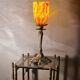 art nouveau rocaille style bronze lamp, superb tulip, 36x15, very good condition