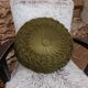 Vintage khaki velvet cushion in new condition.