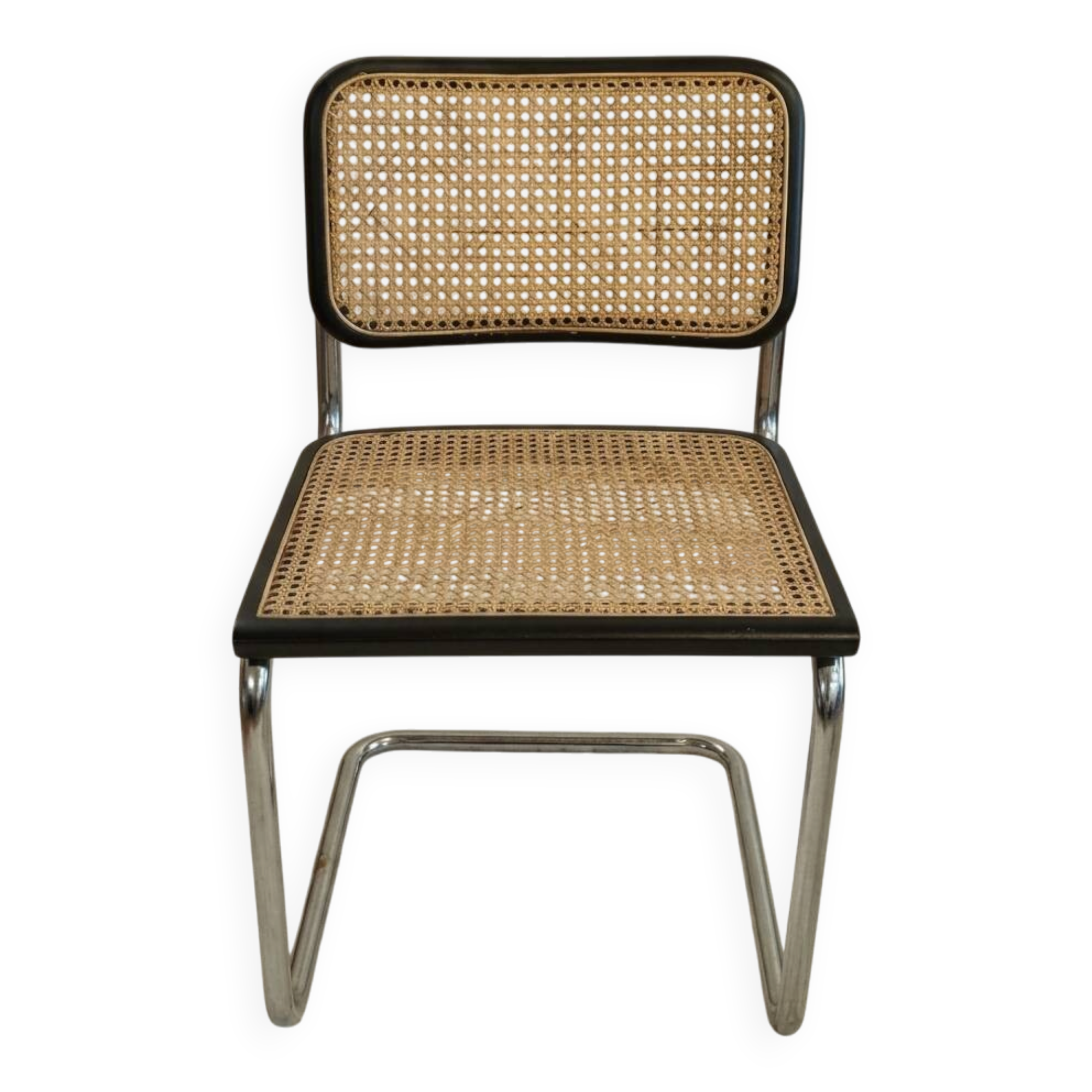 Chaise Cesca B32 noire de Marcel Breuer estampillée, Italie