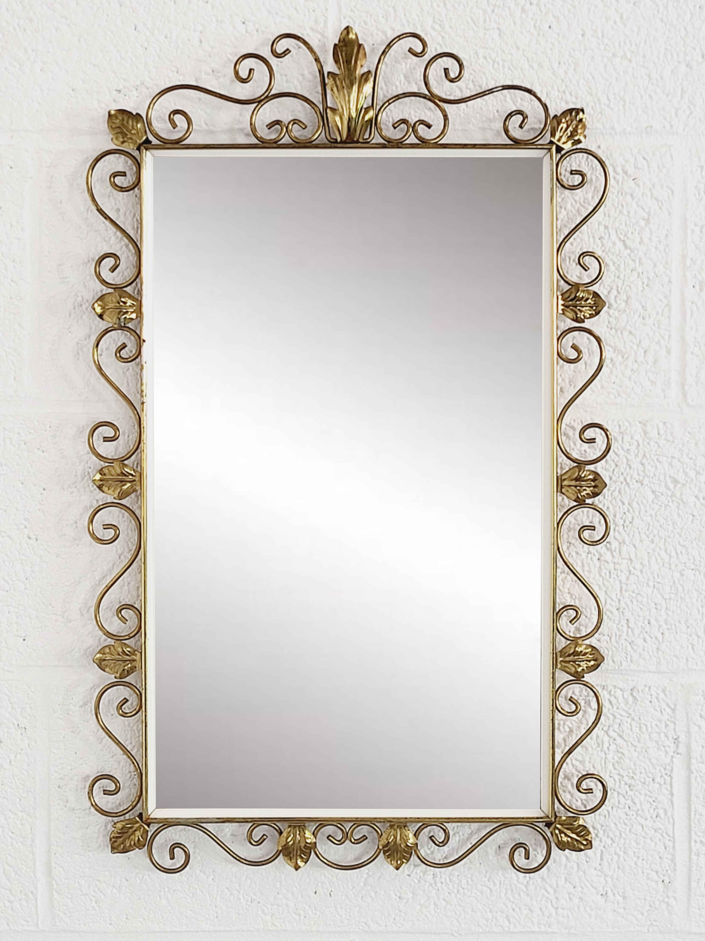 Rectangular mirror 50s - 60s on brass frame