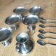 Vintage ice cream or dessert service in stainless steel