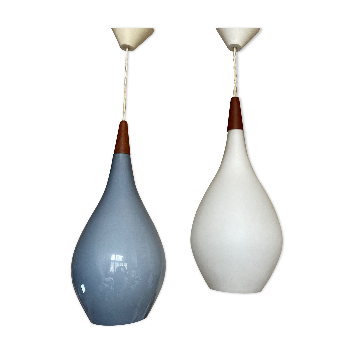 Pair of Tear Drop pendant lights by Holmgaard for Louis Poulsen Denmark 1960-1969