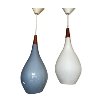 Pair of suspensions Tear Drop by Holmgaard for Louis Poulsen Denmark 1960-1969