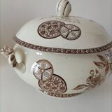 Soupière ancienne en terre de fer – décor "Marguerite", Grand Dépôt Paris