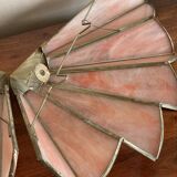 Pairs of brass and glass wall lights