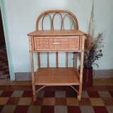 Table de chevet en rotin vintage 60'
