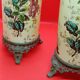 Pair of vases, bronze frame, Lunéville earthenware