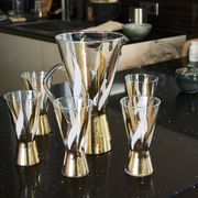 Service à orangeade vintage en verre décoré à l'or fin 1970