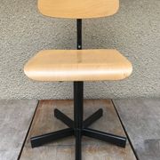 Chaise atelier métal noir avec assise & dossier bois réglable style vintage