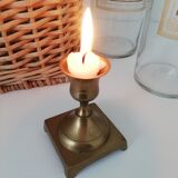 Vintage brass candle holder square base