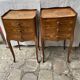 Pair of bedside tables/side tables in Louis XV style marquetry.