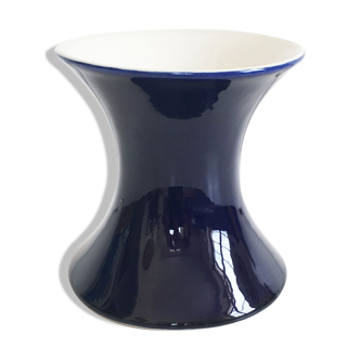 Vase diabolo céramique bleu vintage