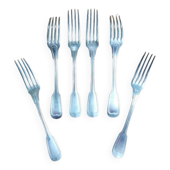 Old white metal forks