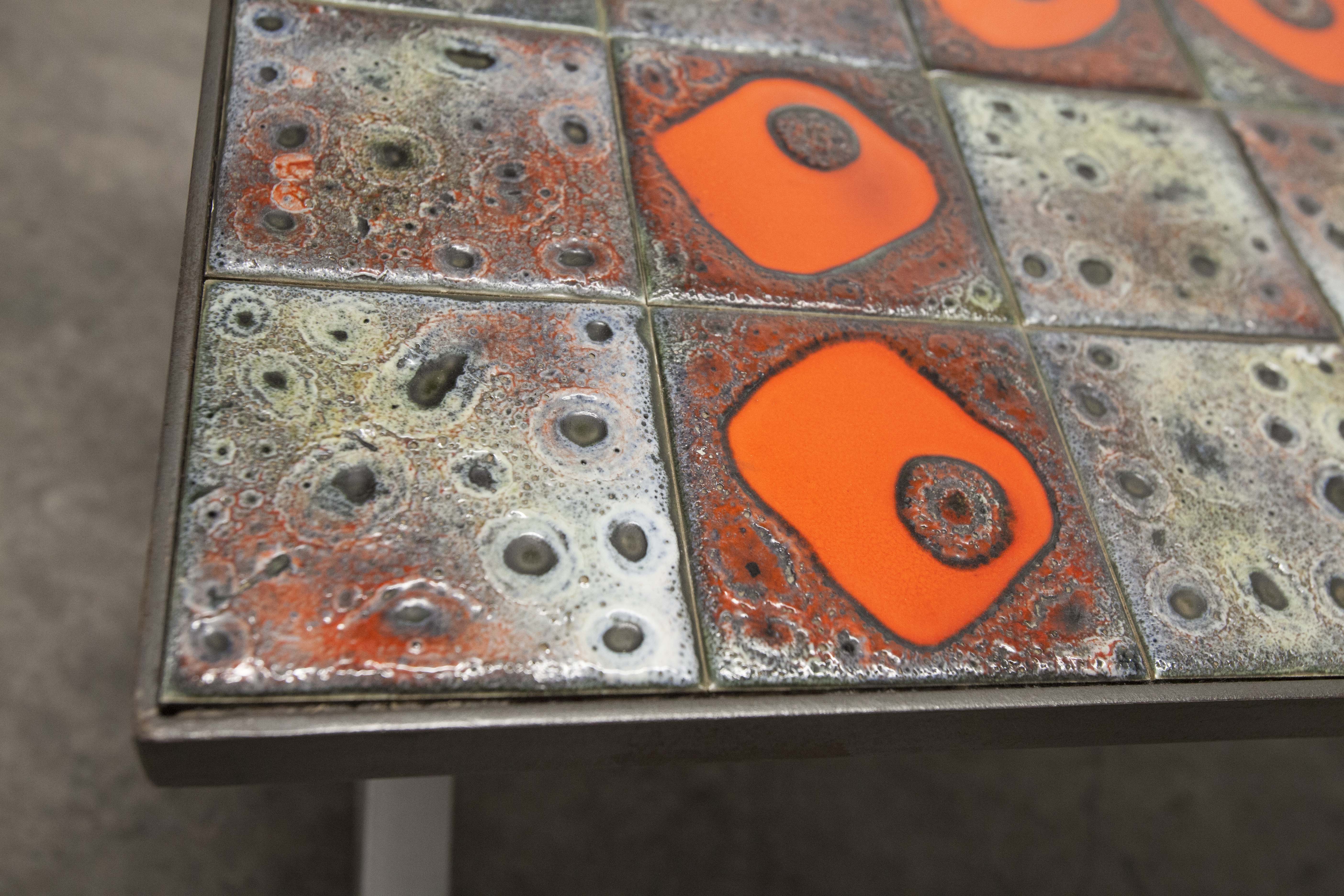 Seventies iron and ceramic coffee table