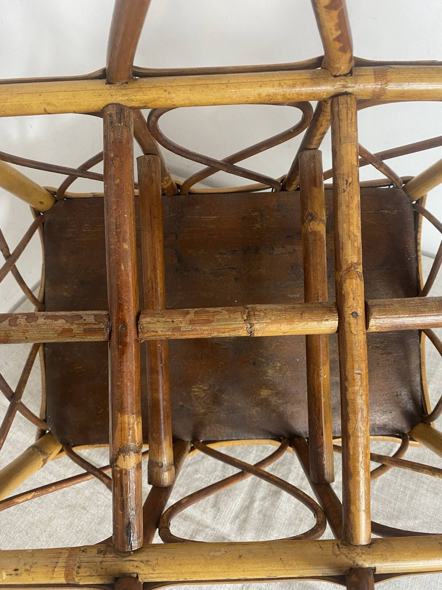 Basket, bottle holder, bamboo and rattan, 1970s