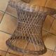 Small Vintage Wood and Rattan Roundtable 1960