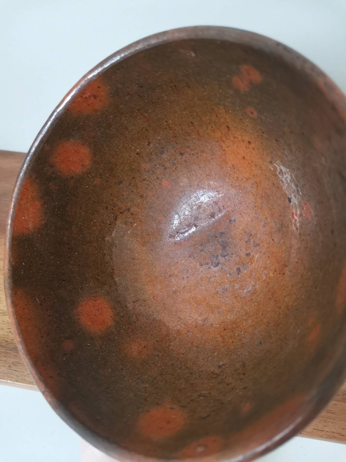 Vintage bowl, old enameled ceramic, wood fired