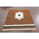 Vintage Turkish Oushak kilim rug handmade in brown 122x150.