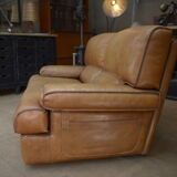 Contemporary brown vintage leather sofa