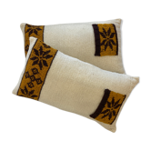 Pair of vintage retro wool knitted cushions