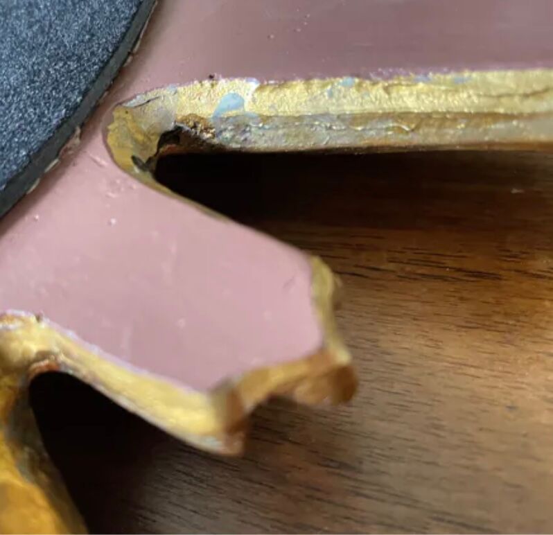 Vintage sun mirror in golden resin 60s/70s