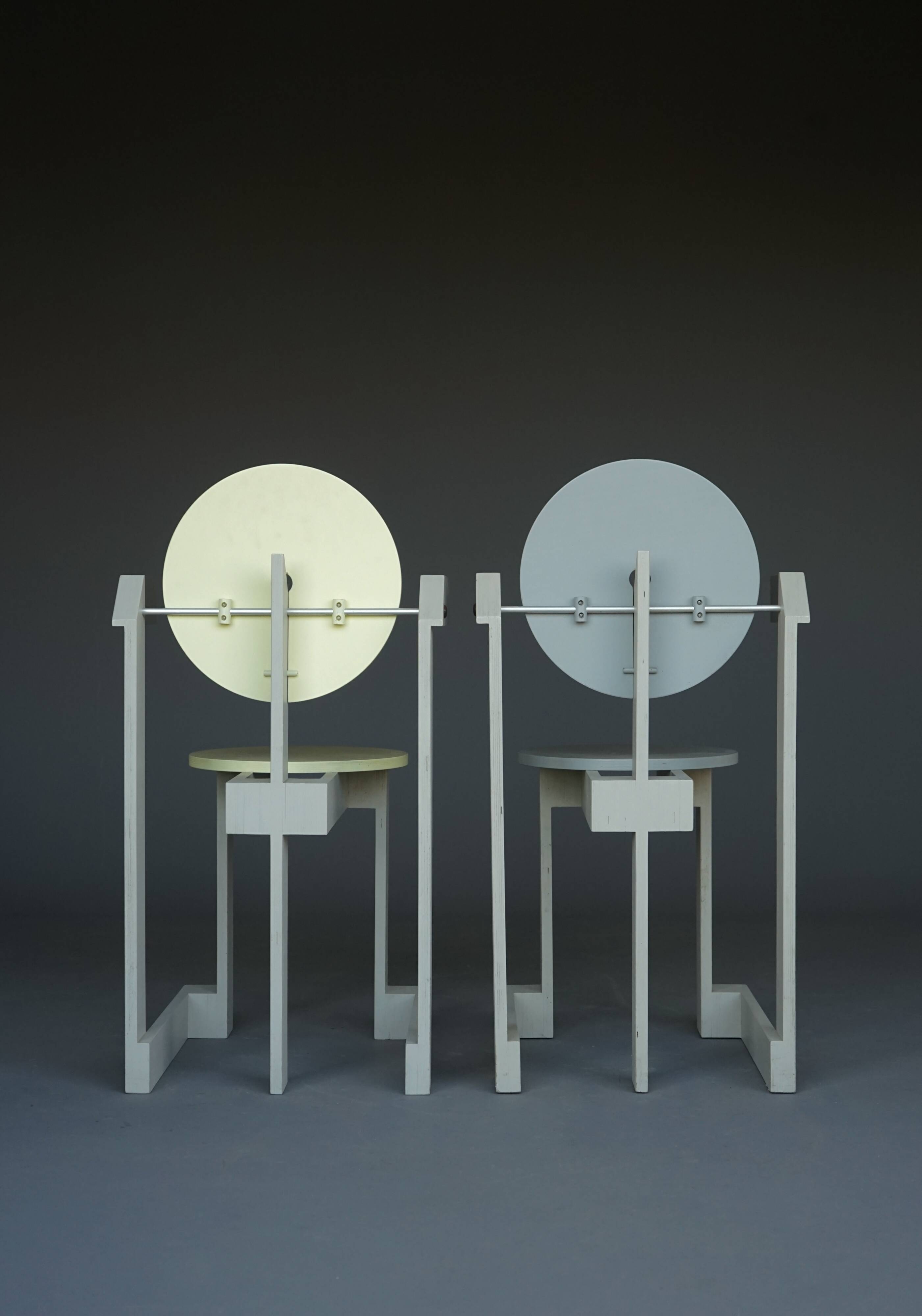 Rare pair of 'Plakhout' Side Chairs by Henk Lampe. 1979