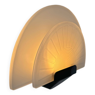 Vintage wall lamp "Diva" Ezio Didone for Arteluce, sandblasted glass and black metal, Italy 1970