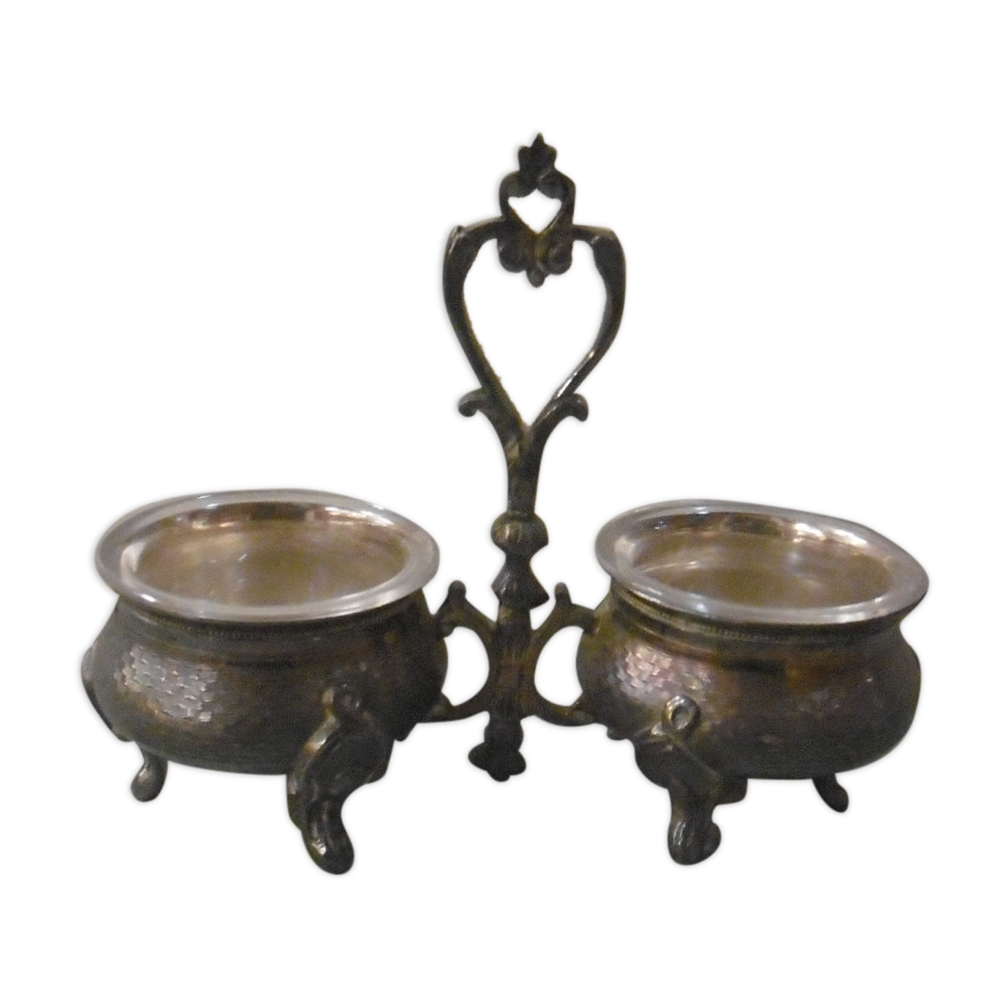 Silver metal table salters - boulenger paris hallmark