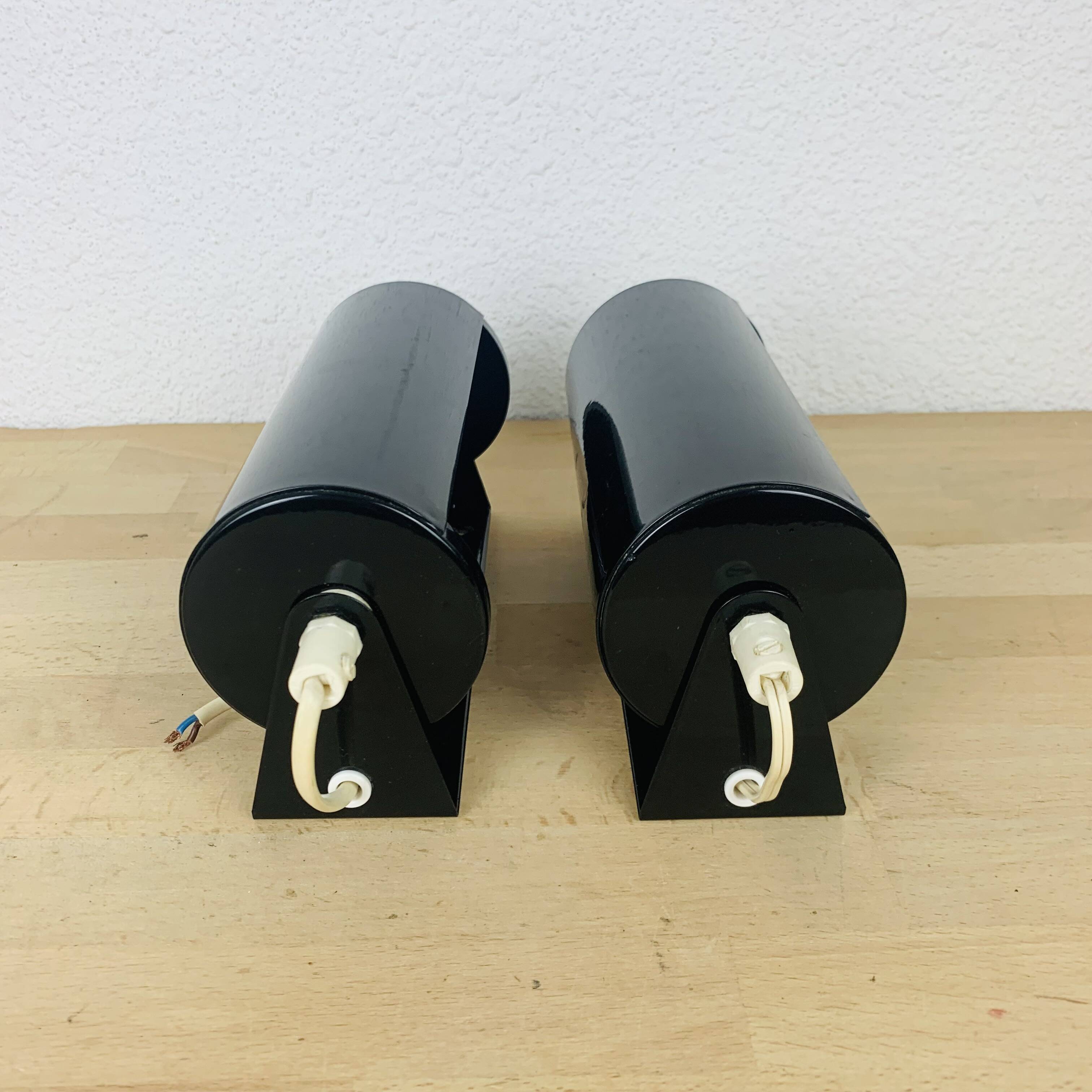 Pair of vintage black Ikea V413 roller wall lights