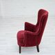 1960s, Danish armchair in cherry-red furniture velour, original condition.