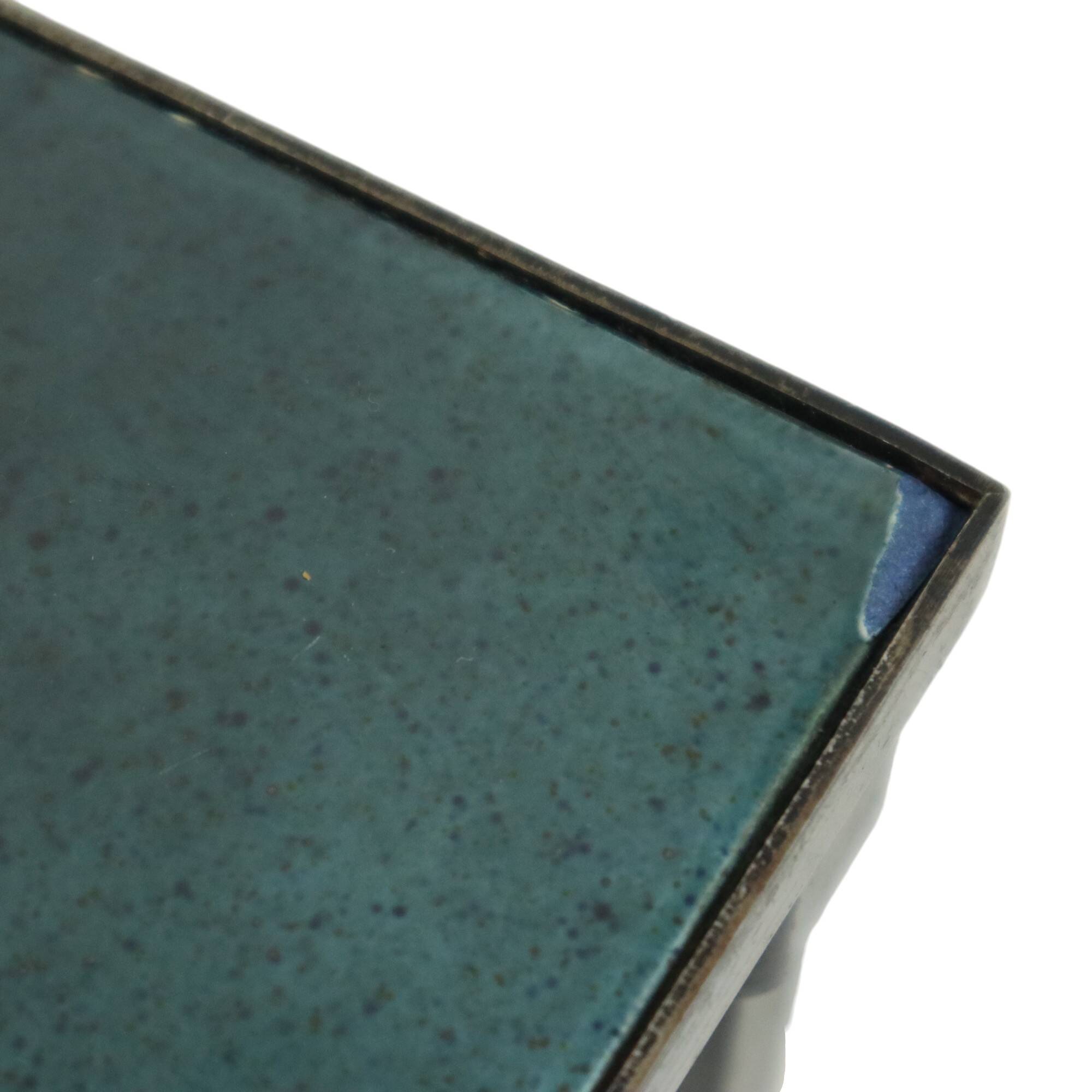 Small Ceramic Tile Table Adri Design Orange Abstract Flower 47cm